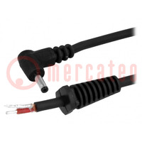 Cable; 2x1mm2; wires,DC 1,3/3,5 plug; angled; black; 1.5m