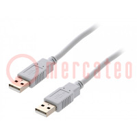 Cable; USB 2.0; USB A enchufe,ambos lados; 1m; gris; Hilo: Cu