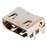 Connector: HDMI; socket; PIN: 19; gold flash; angled 90°; SMT