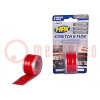 Tape: afdichting; W: 25mm; L: 3m; Thk: 0,5mm; rood; siliconen; 300%