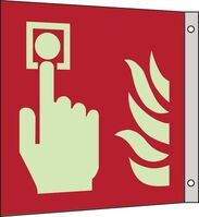 Fahnenschild - Brandmelder, Rot, 20 x 20 cm, Aluminium, Für außen und innen