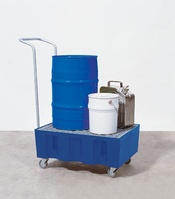 Kunststoff-Auffangwannen für Innen - lagerung, fahrbar, verzinkter Gitterrost | UP0144