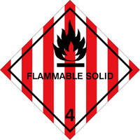 Klasse 4.1 Entzündbare, feste Stoffe Flammable Solid, Größe (BxH): 25,0 x 25,0 cm, Hart-PVC