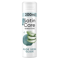 GILLETTE SATIN CARE GEL À RASER POUR FEMME GLISSE ALOE VERA, 200ML, SPÉCIFIQUEMENT CONÇU POUR LES PEAUX SENSIBLES