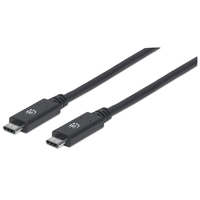 Manhattan SuperSpeed+ USB-C Anschlusskabel, USB 3.1 Gen2, Typ C-Stecker auf Typ C-Stecker, 10 Gbit/s, 5 A, 1 m, schwarz