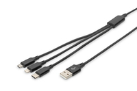 Digitus AK-300160-010-S USB kábel 1 M USB A USB C Fekete
