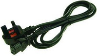 2-Power IEC C13 Lead with UK Plug Black C13 coupler