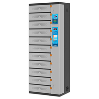 Manhattan Kiosk laadkast USB-C 65W voor laptops (tot 17,3"), 11-vaks (individueel vak - pincode), geschikt voor iPads, MacBooks en andere USB-C apparaten, vakken 448x328x120 mm,...