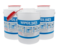Feuchtuchspender WIPEX-WET, Entnahmeöffnung Rot, Wiederverwendbar, Kunstoff