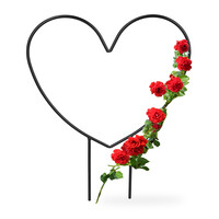 Relaxdays Rankhilfe Herz, Metall, Kletterhilfe für Topf- und Zimmerpflanzen, HBT 32 x 25 x 0,5 cm, Blumenstütze, schwarz