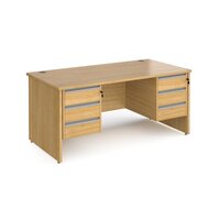 Contract 25 straight desk with 3 and 3 drawer silver pedestals and panel leg 1600 x 800mm - oak