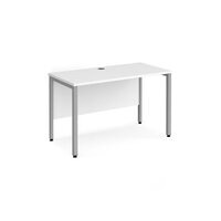 Maestro 25 straight desk 1200mm x 600mm - silver bench leg frame and white top