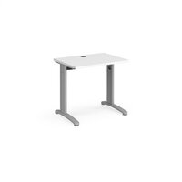 TR10 straight desk 800mm x 600mm - silver frame and white top