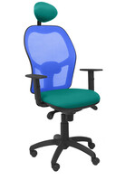 Silla Operativa de oficina Jorquera malla azul asiento bali verde claro con cabecero fijo