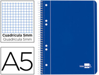 Cuaderno Espiral Liderpapel A5 Micro Serie Azul Tapa Blanda 80H 80 Gr Cuadro5Mm 6 Taladros Azul