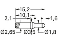 Batterielade- und Schnittstellenkontakt mit Tastkopf, Rundkopf, Ø 2.65 mm, Hub 3