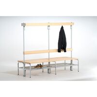 Cloakroom bench with hook strips