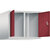 Altillo CLASSIC, puertas batientes que cierran al ras entre sí, 2 compartimentos, anchura de compartimento 300 mm, gris luminoso / rojo rubí.