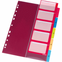 Register A4 1-5 Kunststoff PP mehrfarbig mit Indextasche