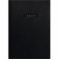 Buchkalender Chefplaner 14,5x20,6cm 1 Tag/Seite Carbon Kunstleder schwarz 2025