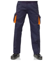 Pantalón trabajo t54 algodón marino/naranja cargo multibolsillos. VESIN