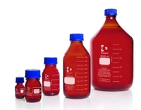 25ml Bottiglie da laboratorio vetro ambrato DURAN® con tappo a vite e anello salvagoccia in PP