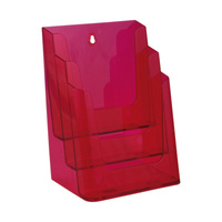 3-Section Leaflet Holder A4 / Tabletop Leaflet Stand / Brochure Holder / Multi-section Leaflet Stand / Leaflet Display | neon red
