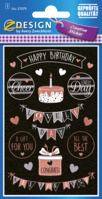 Deko Sticker, Papier, Happy Birthday, bunt, 18 Aufkleber