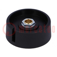 Knob; with pointer; polyamide; Øshaft: 6mm; Ø40x16mm; black