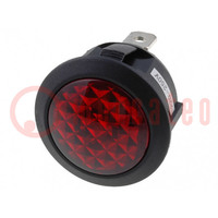 Spia: con lampada a neon; convessa; rosso; 230VAC; Foro: Ø20mm