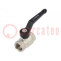 Mechanical ball valve; max.25bar; nickel plated brass; -15÷90°C