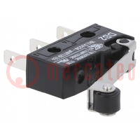 Microswitch SNAP ACTION; 10A/250VAC; 0.1A/80VDC; with roller