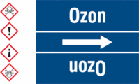 Rohrmarkierungsband mit Gefahrenpiktogramm - Ozon, Blau, 6.5 x 12.7 cm, B-7541
