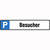 Parkplatzschild Symbol: P, Text: Besucher, Alu geprägt, Größe 52x11 cm