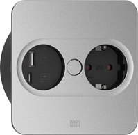 Bachmann 946.013 Steckdose Type F + USB A + USB C Silber