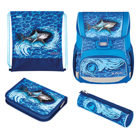 Herlitz Loop Plus Blue Shark schooltasset Jongen Polyester Blauw, Grijs