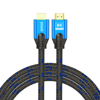Savio CL-142 Kabel HDMI v2.1, 1.8m, mied, oplot baweniany, metalowe wtyczk HDMI cable HDMI Type A (Standard) Black, Blue