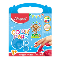 Maped M812510 Abwaschbare Fingerfarbe Blau, Grün, Rot, Gelb