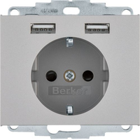 Berker 48037004 Steckdose Type F + 2 x USB A Edelstahl