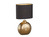 LED Tischlampe mit Keramikfuß Bronze Antik & Stoffschirm Schwarz Gold, Höhe 39cm