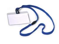 Durable Lanyard Name Badge Blue ID Card Holder + Inserts | 10 Pack | 60 x 90mm