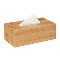 Relaxdays Kosmetiktuchbox, aus Bambus, Box für Kosmetik- & Taschentücher, Tücherbox nachfüllbar, Taschentuchbox, natur