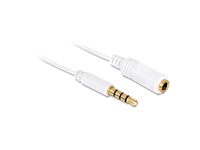 Verlängerungskabel Audio Klinke 3,5 mm Stecker an Buchse IPhone 4 Pin, weiß, 0,5m, Delock® [84717]