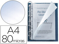 Funda Multitaladro Q-Connect Din A4 80 Micras Cristal con Apertura Superior y Lateral Izquierda Bolsa de 25 Unidades