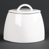 Lumina Fine China Oval Sugar Bowls in White with Lids 7oz / 200ml