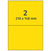Universaletiketten 210 x 148 mm, 200 Haftetiketten gelb auf DIN A4 Bogen, Papier permanent