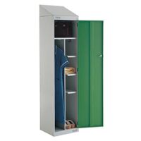 Uniform lockers - sloping top, green door