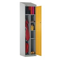 Uniform lockers - sloping top, yellow door