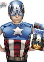 Disfraz o Kit de Capitán América para niño: Máscara y Camiseta 3-6A
