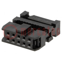 Plug; IDC; female; PIN: 10; with cable clamp; IDC; for ribbon cable